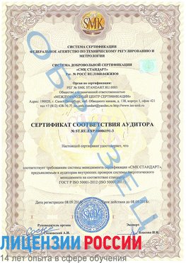 Образец сертификата соответствия аудитора №ST.RU.EXP.00006191-3 Бузулук Сертификат ISO 50001